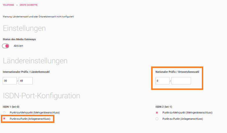 Laendereinstellungen I S D N Port 5 Laendereinstellungen I S D N Port 5