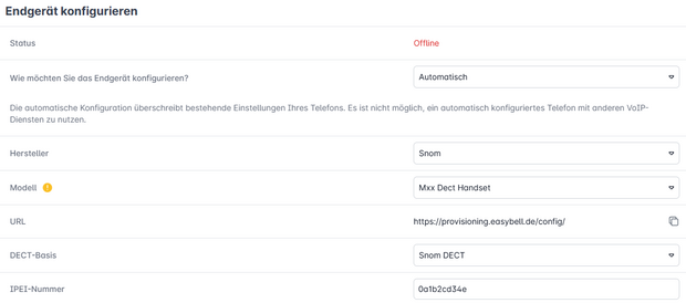 screenshot Endgerät konfigurieren