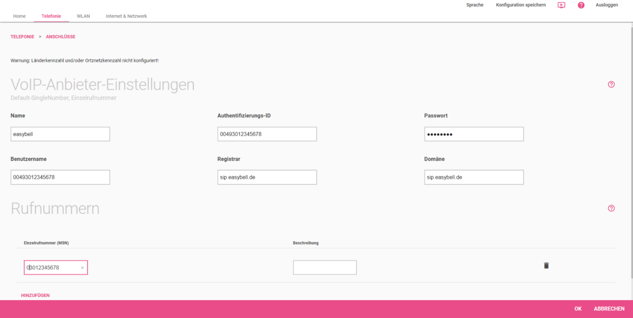 Digitalisierungsbox Rufnummer Vo I P Einstellungen Digitalisierungsbox Rufnummer Vo I P Einstellungen