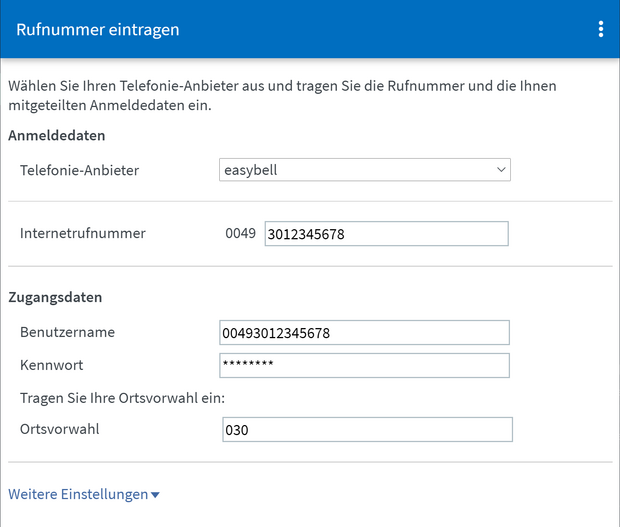 FRITZ!OS_Einstellungen_RN Rufnummer einrichten in Fritz!OS 7.x