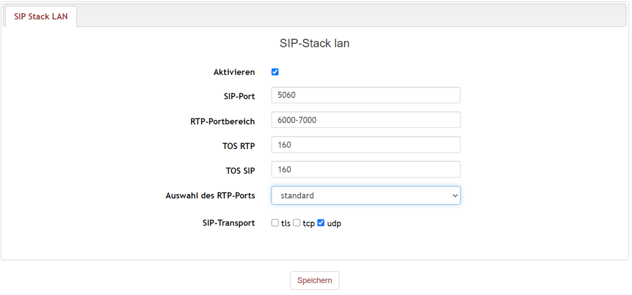 beroNet SIP Stacks Einstellungen SIP Stack LAN: allgemeine Einstellungen für SIP Konten