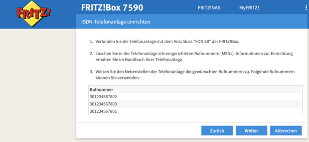FRITZ!Box Einrichtungsschritte Screenshot Einrichtungsschritte