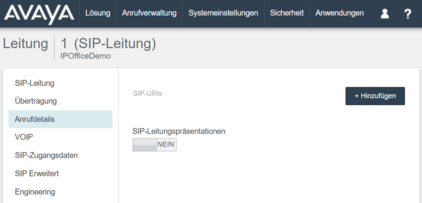 Menü „Anrufdetails“ Screenshot vom Menü „Anrufdetails“