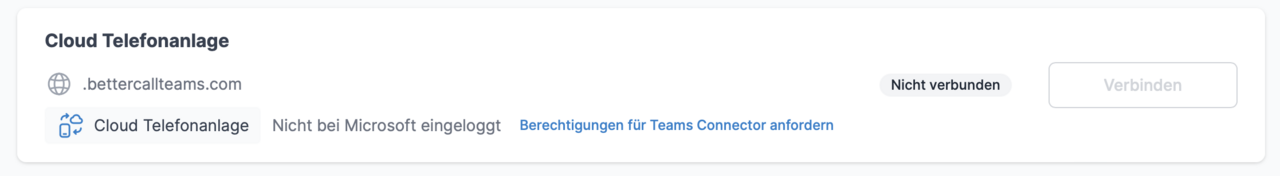 Teams Connector-Einstellungen in der Cloud Telefonanlage mit Option, Microsoft-Berechtigungen anzufordern