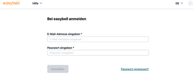 Login-Seite des Easybell Kundenportals my easybell